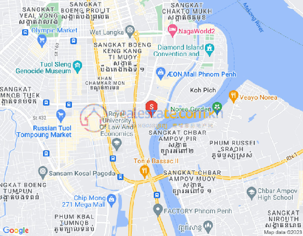 Carte de Tonle Bassac, Chamkarmon, Phnom Penh