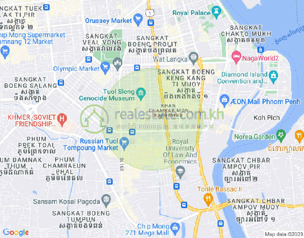 Mapa: Boeung Kak 1, Toul Kork, Phnom Penh