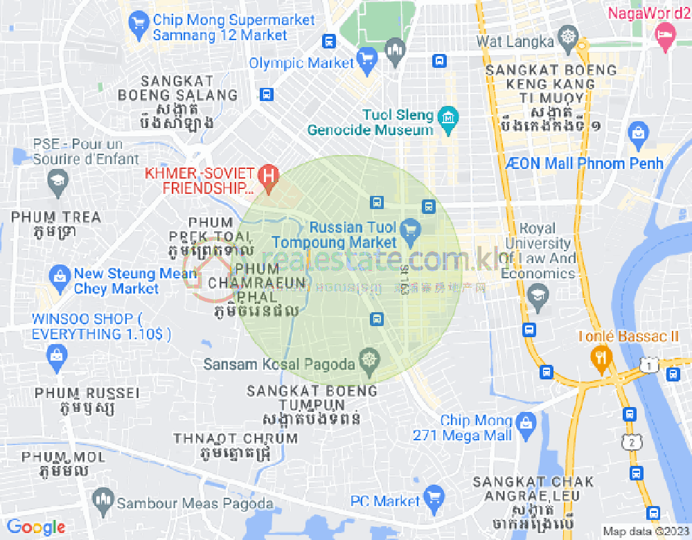 Tumnob Tuek镇, 波哥堪, 金边地图