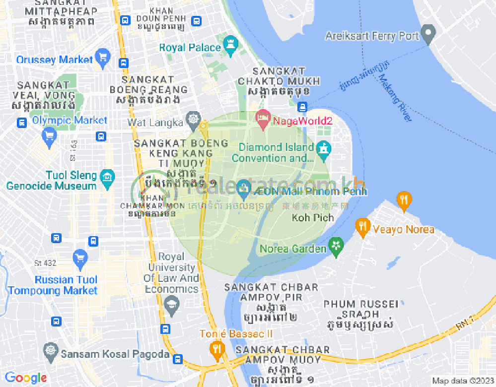 Mapa: Tonle Bassac, Chamkarmon, Phnom Penh