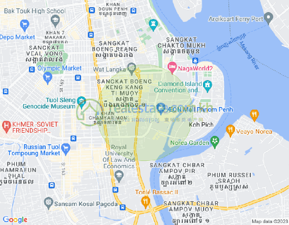 Mapa: Tonle Bassac, Chamkarmon, Phnom Penh