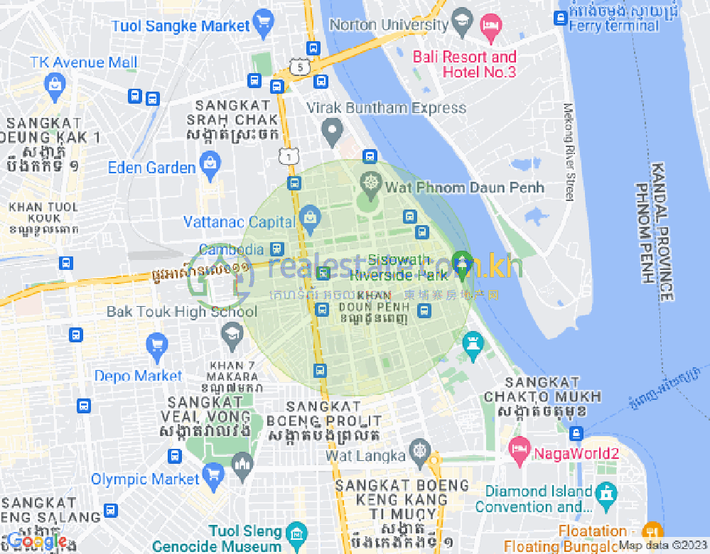 Mapa: Phsar Chas, Daun Penh, Phnom Penh