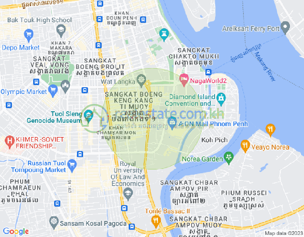 Mapa: Tonle Bassac, Chamkarmon, Phnom Penh