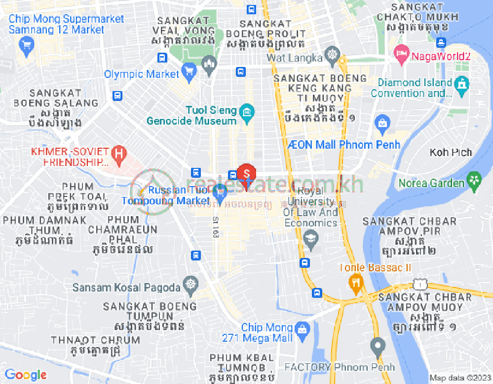 Mapa: Tonle Bassac, Chamkarmon, Phnom Penh