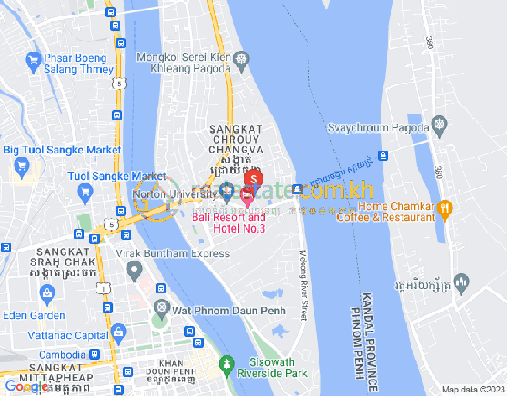 Map of Tonle Bassac, Chamkarmon, Phnom Penh