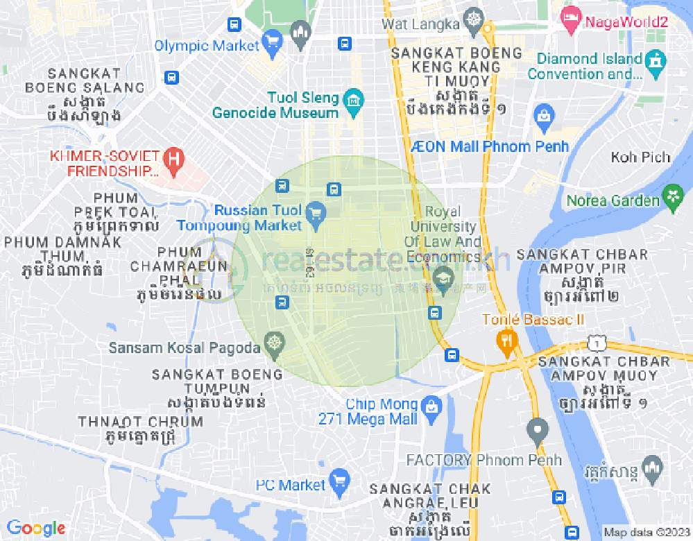 トゥールトンポン1, チャムカモン, プノンペンの地図