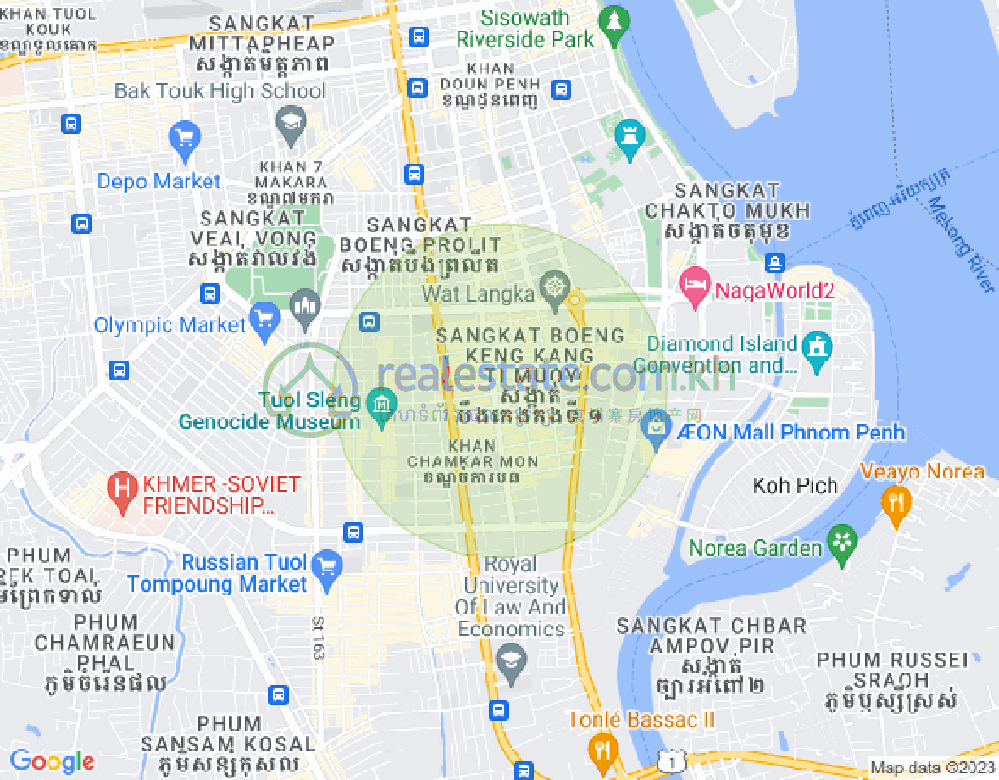 万景岗1分区（BKK1), 波哥堪, 金边地图