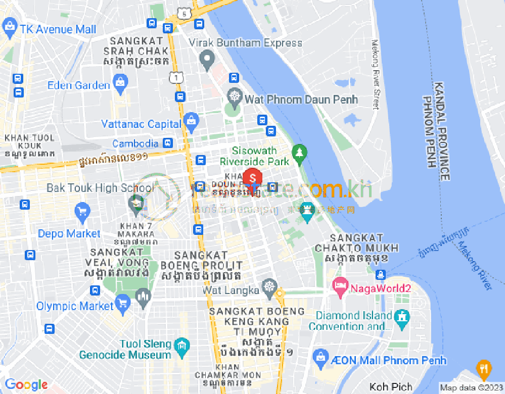 Mapa: Phsar Kandal I, Daun Penh, Phnom Penh
