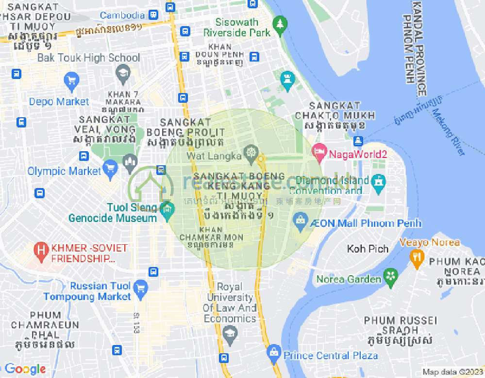 万景岗1分区（BKK1), 波哥堪, 金边地图