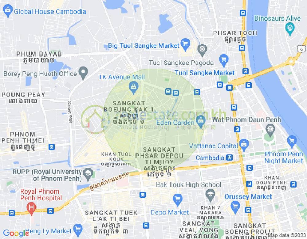 Carte de Boeung Kak 1, Toul Kork, Phnom Penh