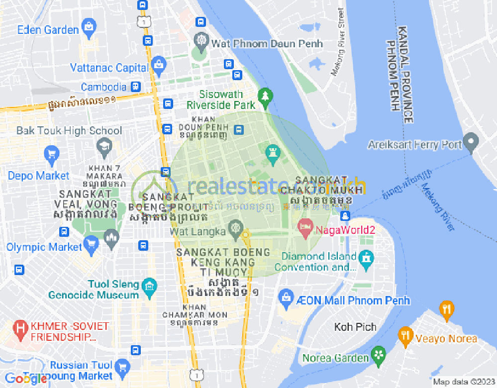 四臂湾分区, 隆边区, 金边地图