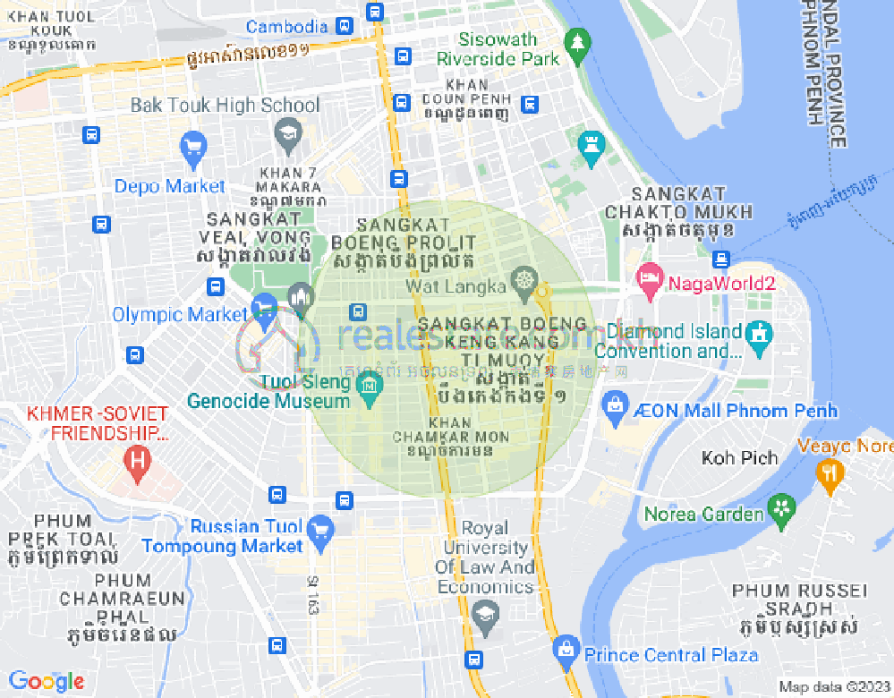 万景岗1分区（BKK1), 波哥堪, 金边地图