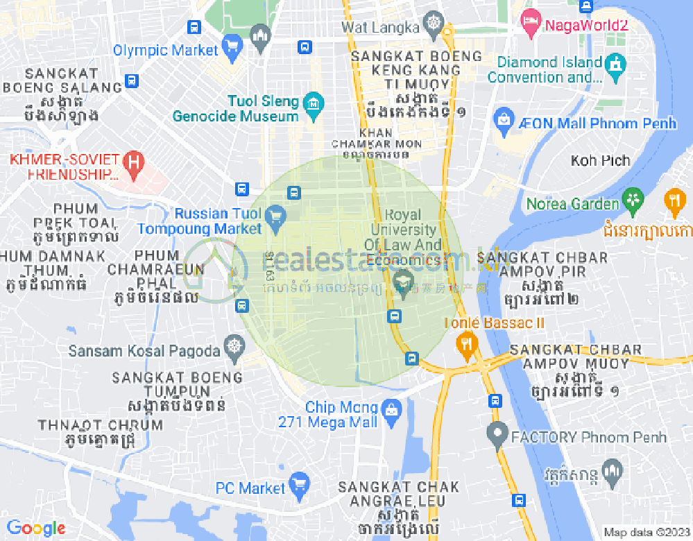 Mapa: Boeung Trabek, Chamkarmon, Phnom Penh