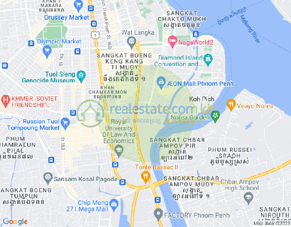 Map of Tonle Bassac, Chamkarmon, Phnom Penh