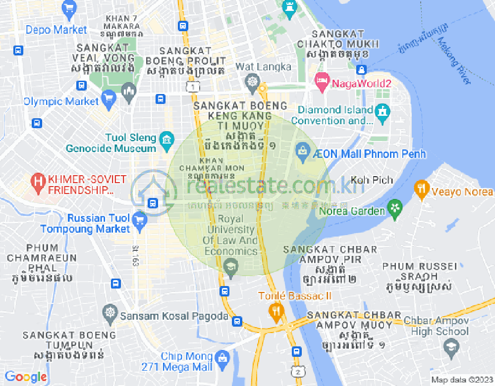 Mapa: Tonle Bassac, Chamkarmon, Phnom Penh