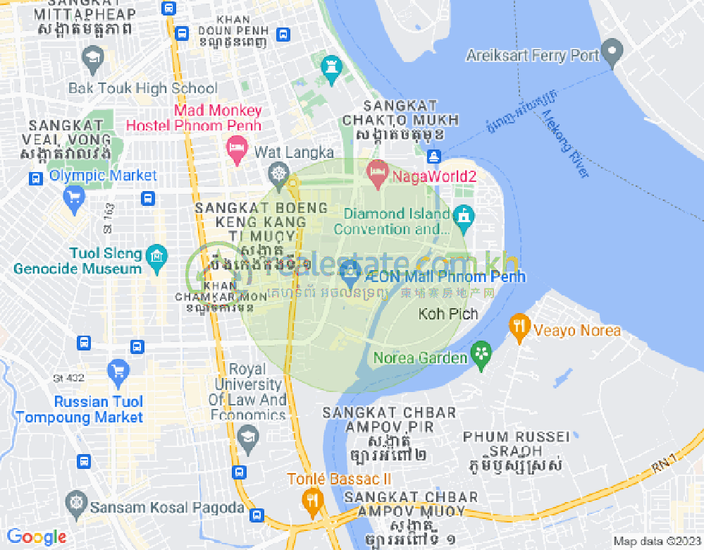 Map of Tonle Bassac, Chamkarmon, Phnom Penh