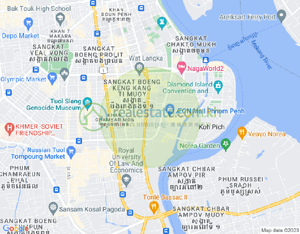 Mapa: Tonle Bassac, Chamkarmon, Phnom Penh