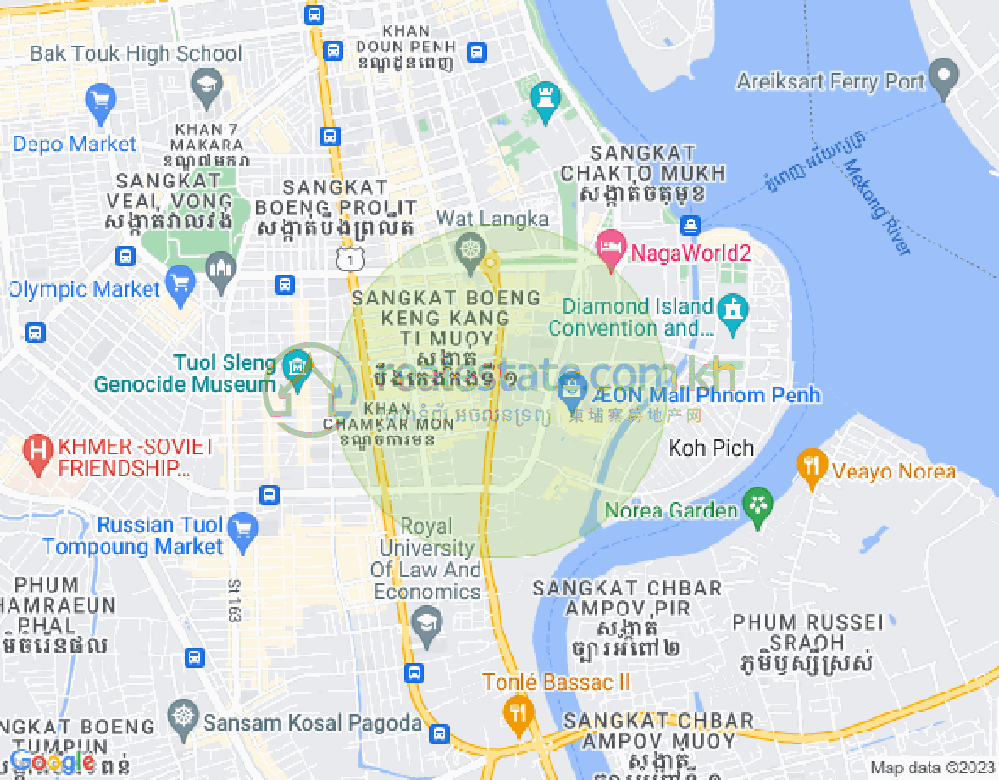 백색하구역, 짬까몬, 프놈펜 지도