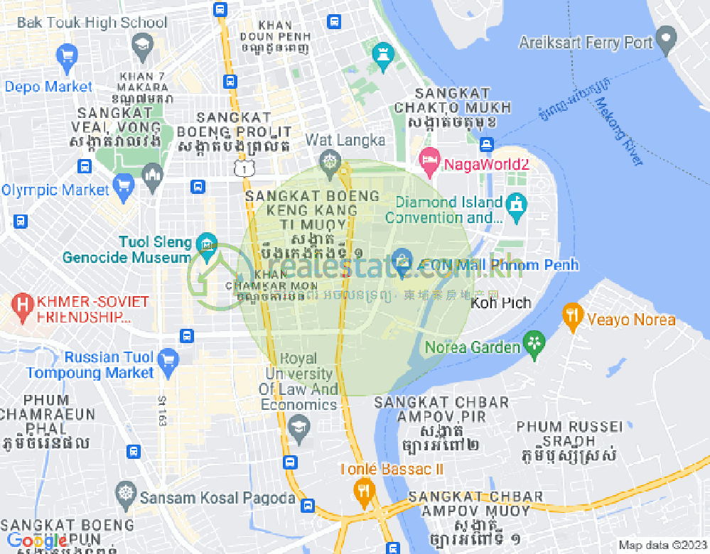 Carte de Tonle Bassac, Chamkarmon, Phnom Penh
