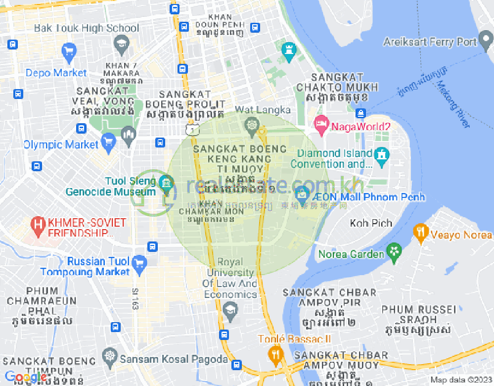 万景岗1分区（BKK1), 波哥堪, 金边地图