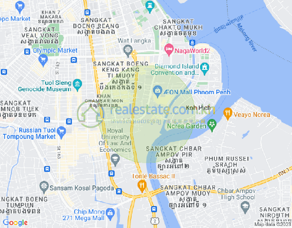 Map of Tonle Bassac, Chamkarmon, Phnom Penh