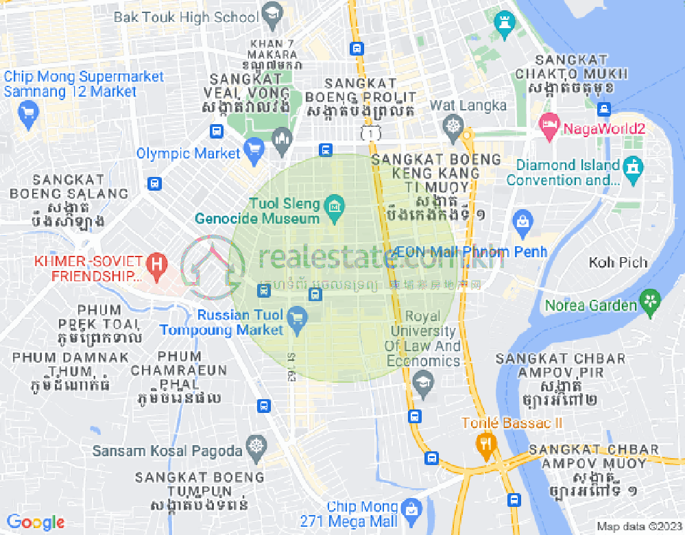 Mapa: Tonle Bassac, Chamkarmon, Phnom Penh