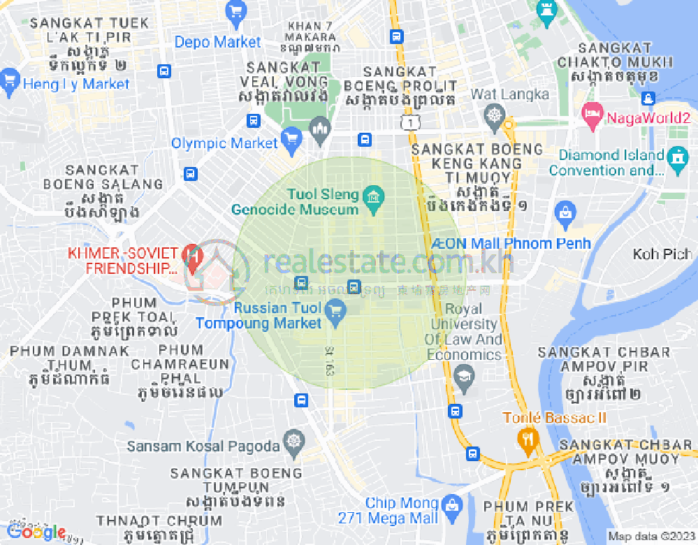 Map of Tonle Bassac, Chamkarmon, Phnom Penh