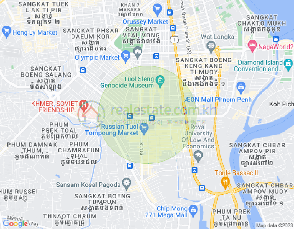 Map of Tonle Bassac, Chamkarmon, Phnom Penh