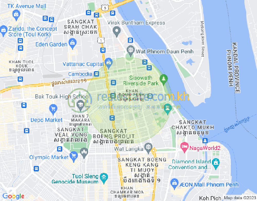 Mapa: Chakto Mukh, Daun Penh, Phnom Penh