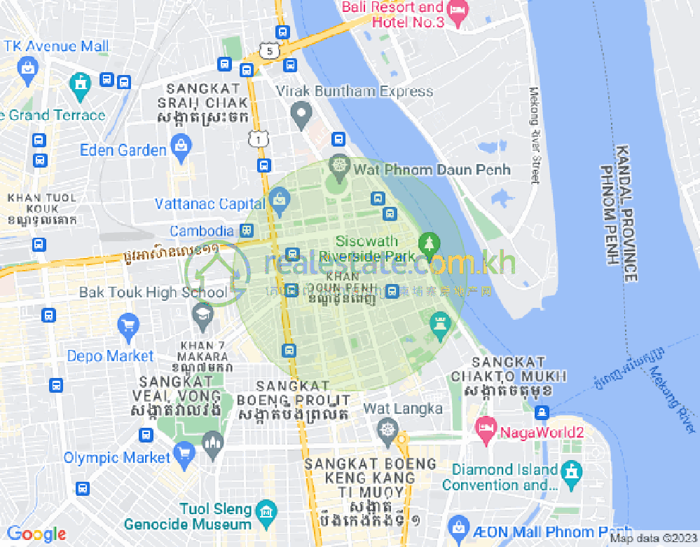 Mapa: Boeng Reang, Daun Penh, Phnom Penh