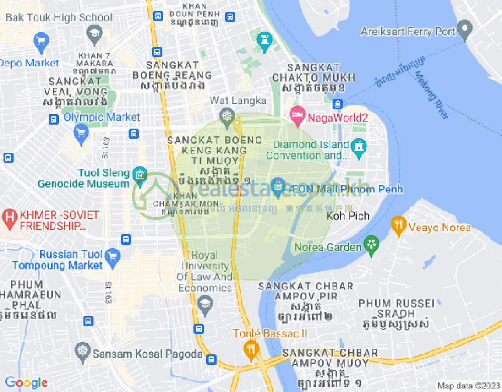 Carte de Tonle Bassac, Chamkarmon, Phnom Penh