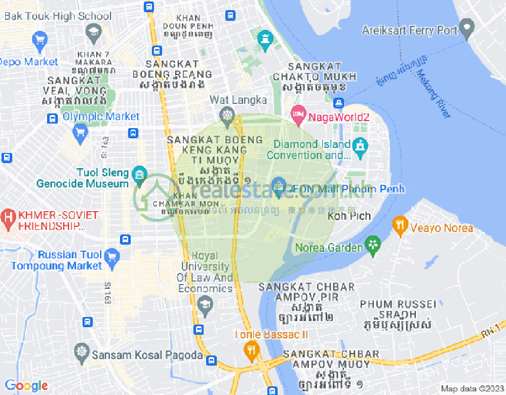 Map of Tonle Bassac, Chamkarmon, Phnom Penh