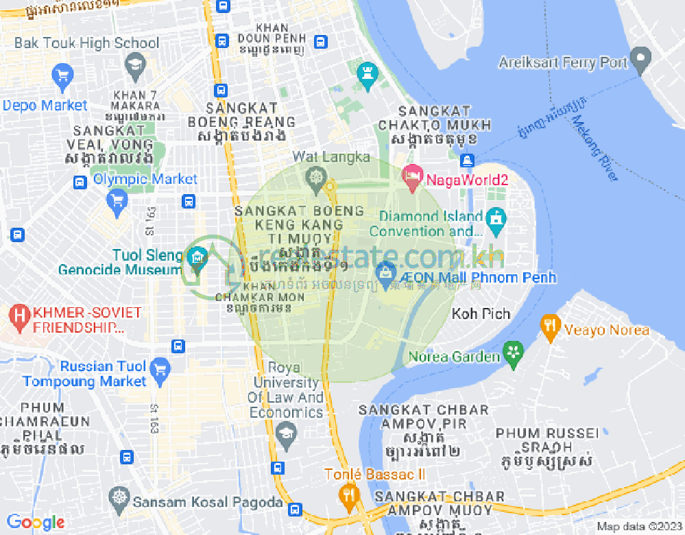Map of Tonle Bassac, Chamkarmon, Phnom Penh