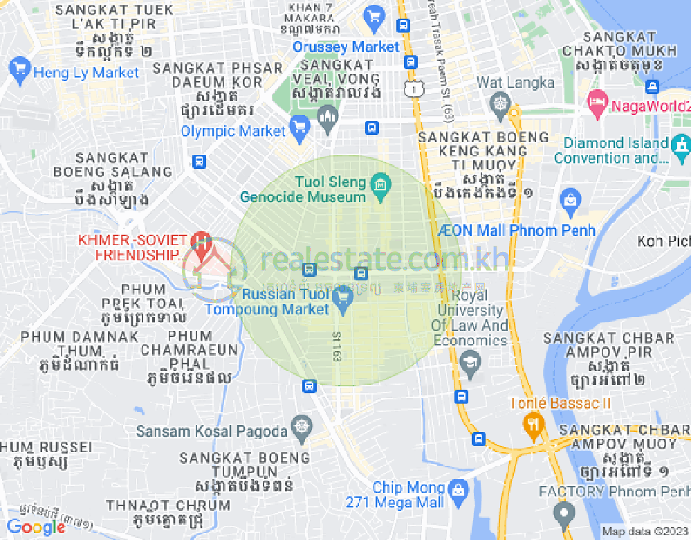 Map of Tonle Bassac, Chamkarmon, Phnom Penh