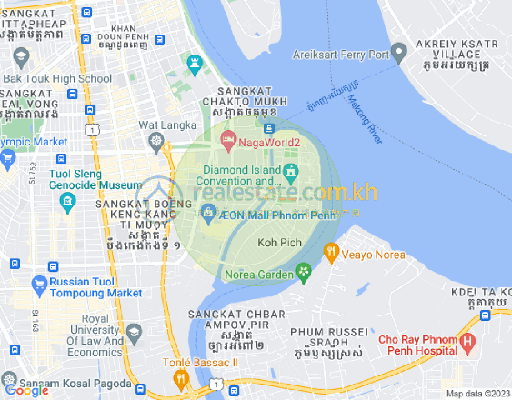Map of Tonle Bassac, Chamkarmon, Phnom Penh