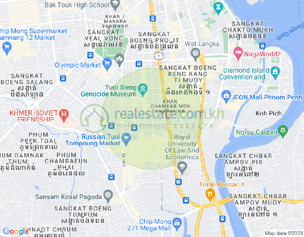万景岗2分区（BKK2), 波哥堪, 金边地图