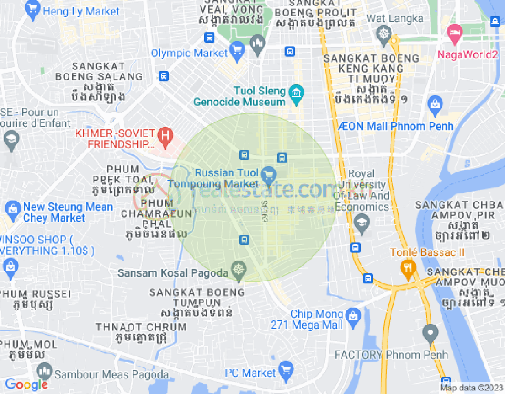 トゥールトンポン1, チャムカモン, プノンペンの地図