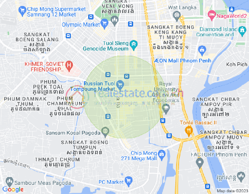 トゥールトンポン1, チャムカモン, プノンペンの地図