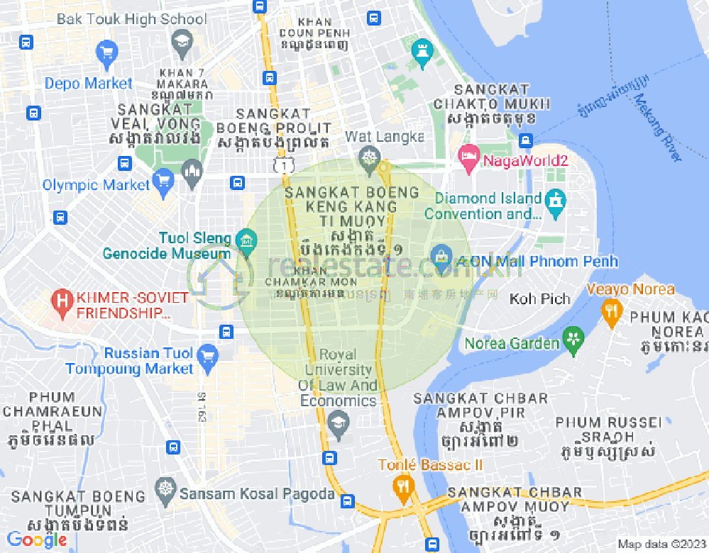 Carte de BKK 1, Boeng Keng Kang, Phnom Penh