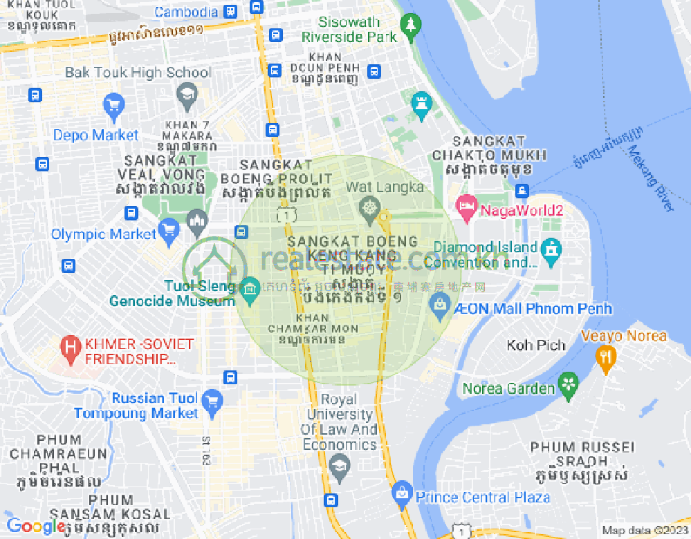万景岗1分区（BKK1), 波哥堪, 金边地图