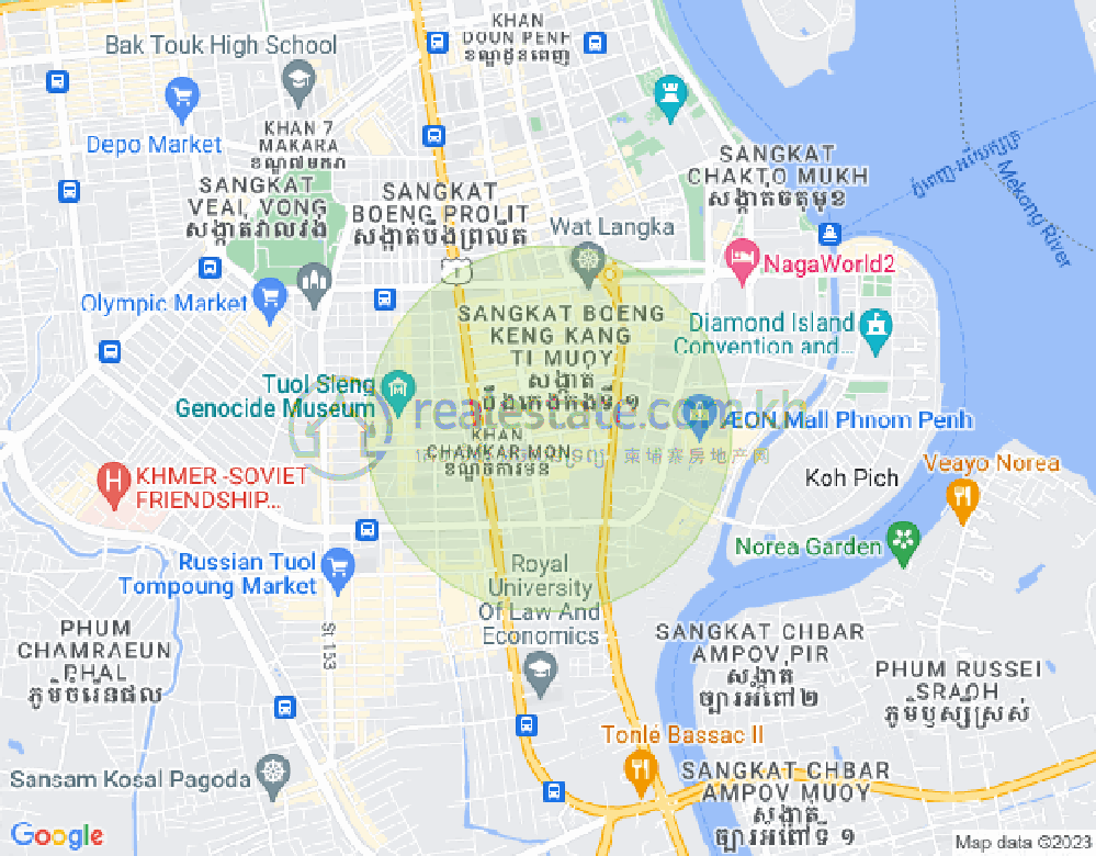 万景岗1分区（BKK1), 波哥堪, 金边地图