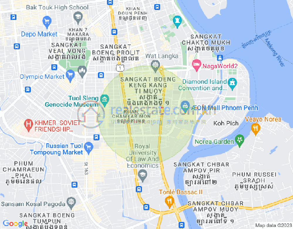 万景岗1分区（BKK1), 波哥堪, 金边地图