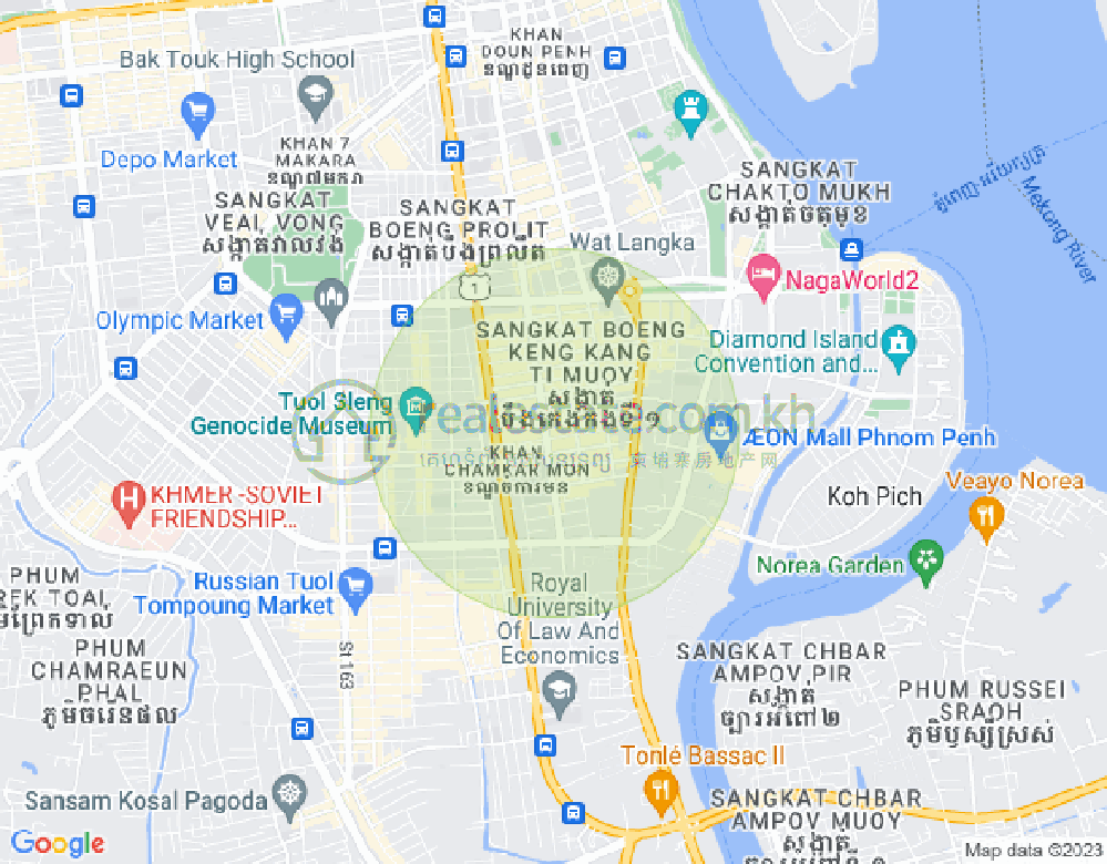 万景岗1分区（BKK1), 波哥堪, 金边地图