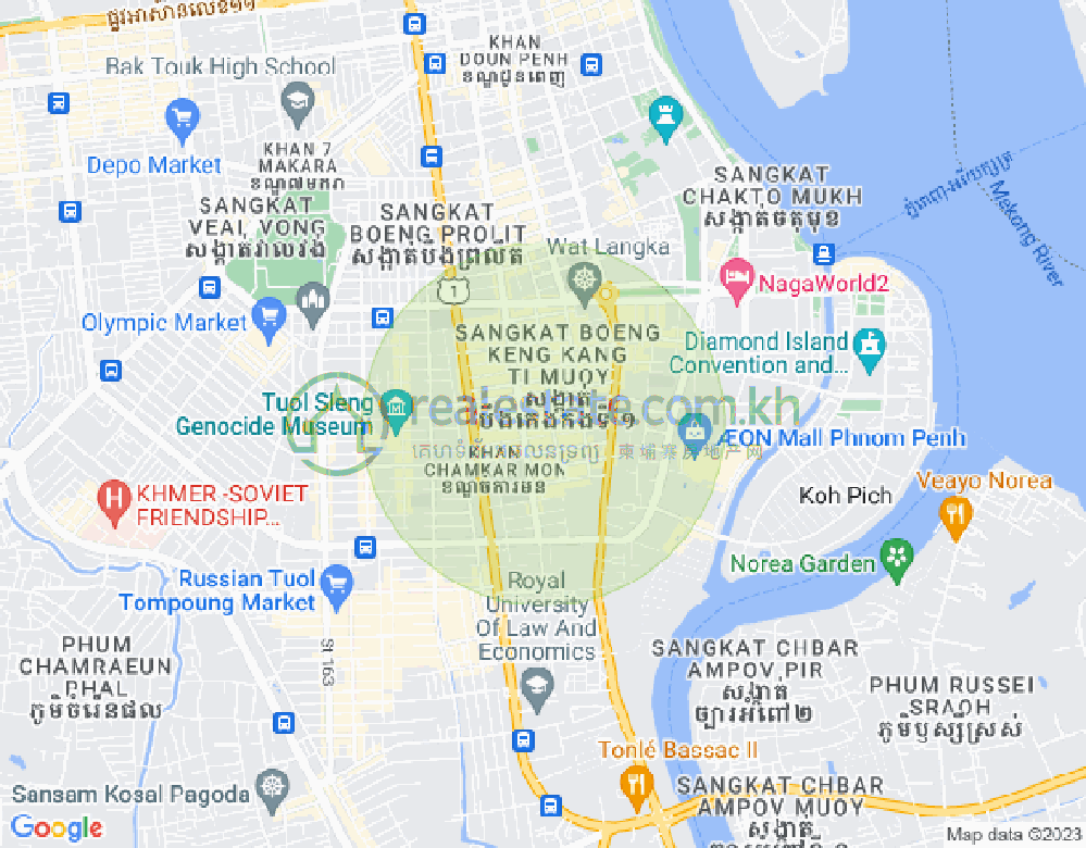 万景岗1分区（BKK1), 波哥堪, 金边地图