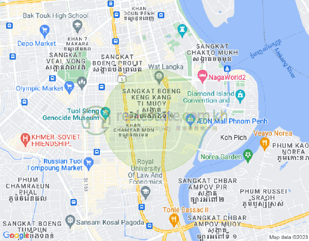 万景岗1分区（BKK1), 波哥堪, 金边地图