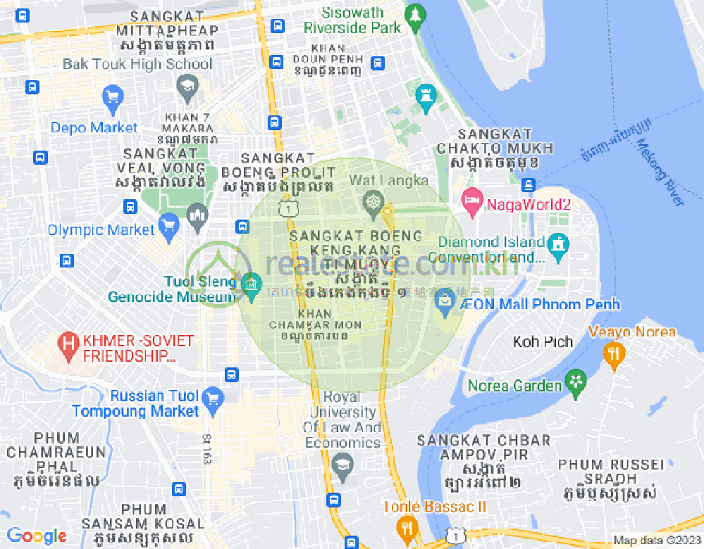 万景岗1分区（BKK1), 波哥堪, 金边地图