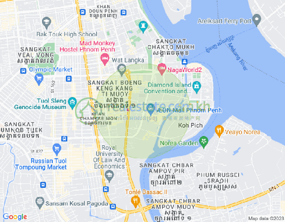 トンレバサック, チャムカモン, プノンペンの地図