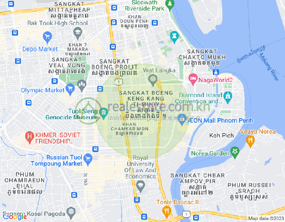 万景岗1分区（BKK1), 波哥堪, 金边地图