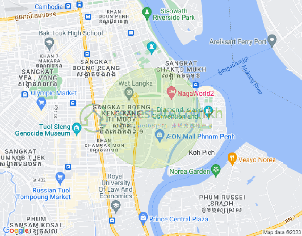 Carte de Tonle Bassac, Chamkarmon, Phnom Penh