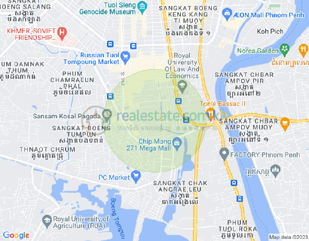 Carte de Phsar Daeum Thkov, Chamkarmon, Phnom Penh